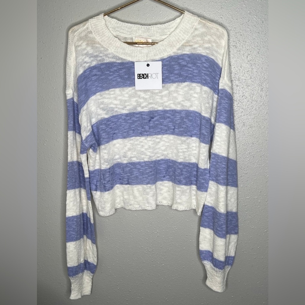 Beach Riot Ava Sweater/Swim Cover Up in Sweet Lavender Stripe sSize Medium New - Picture 2 of 5